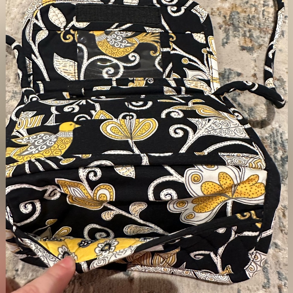 Vera Bradley Black and Yellow Crossbody - Yellow Bird Pattern - Picture 4 of 6